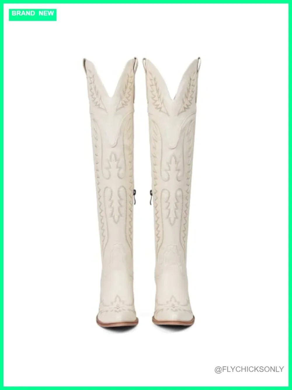 Over The Knee Western Cowboy Boots Pointed Toe Block Heel Pull-On